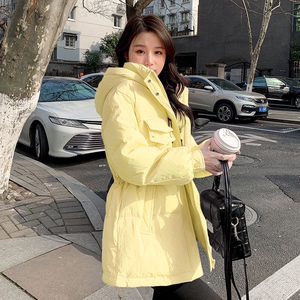 反季克莱因蓝连帽羽绒棉服女2024新款韩版百搭棉衣保暖棉服外套厚