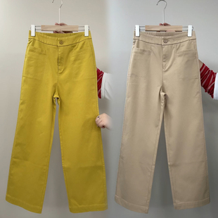 女士高腰显瘦休闲裤 中年妈妈裤 纯色裤 牛仔棉直筒裤 春夏季 时尚 新款