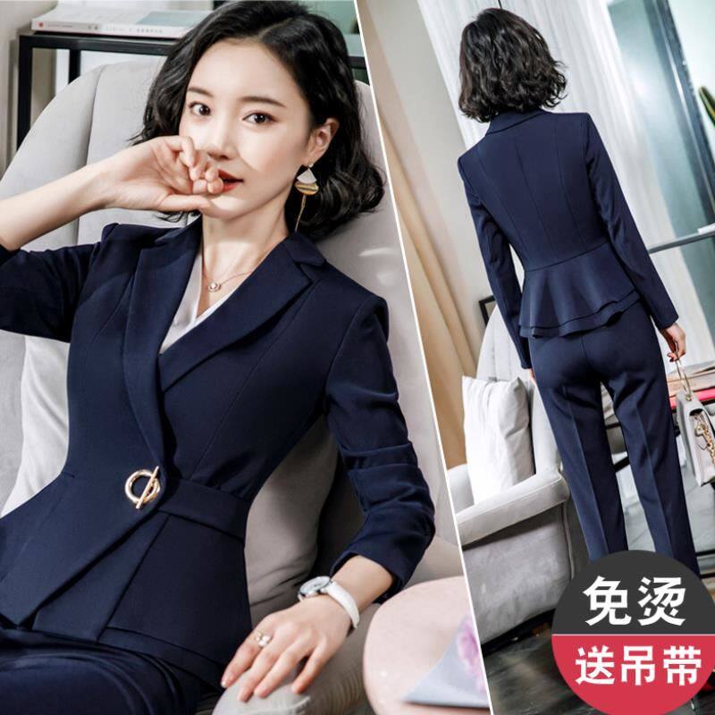 职业西装套装女春秋气质面试正装酒店前台工装美容院管理层工作服