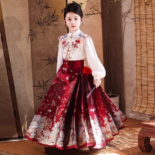 儿童马面裙古风套装唐装2025新款小女孩女童国风汉服中大童春秋款