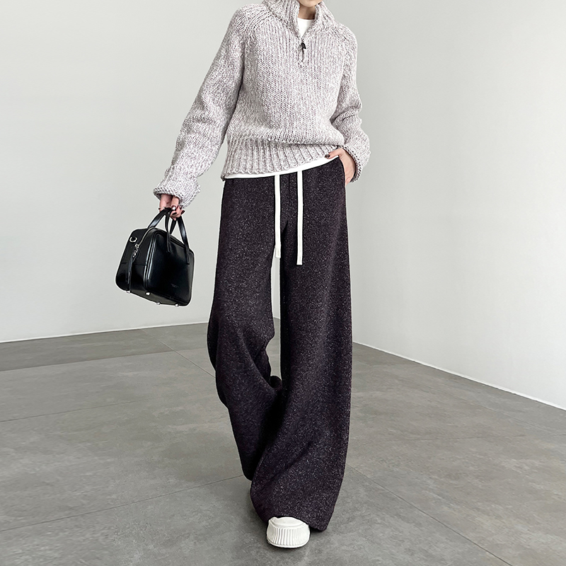 秋冬季新款直筒阔腿垂坠感糯米裤