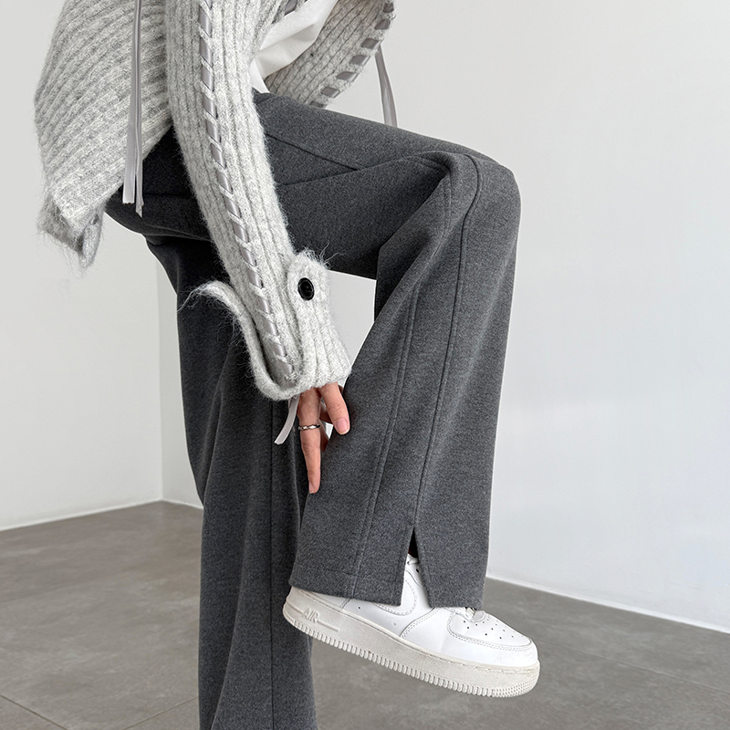 高腰垂坠感云朵绒醋酸羊毛阔腿裤