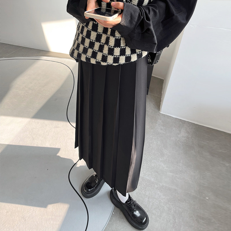 黑色百褶裙女秋冬2023新款大码包臀高腰a字显瘦西装中长款半身裙
