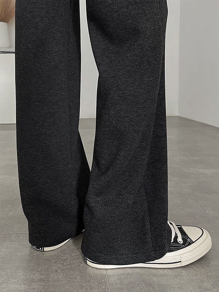 加绒毛呢阔腿裤女秋冬季2024新款人字纹加厚裤子小个子窄版直筒裤,个性定制/设计服务/DIY,工作服定制,淘宝优惠券,粉丝福利购,淘宝优惠卷