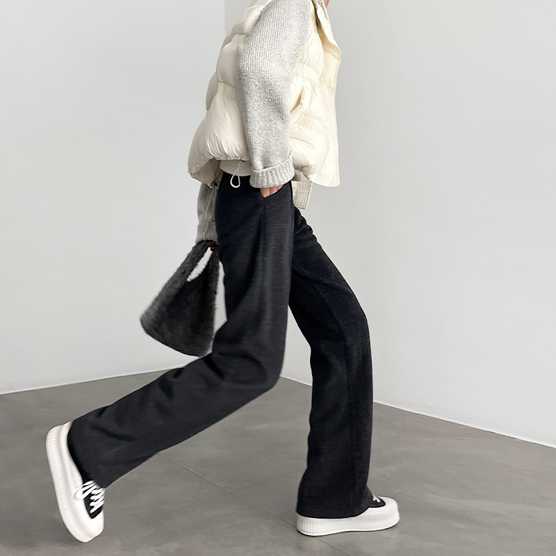 2025秋冬新款醋酸羊毛加绒阔腿裤