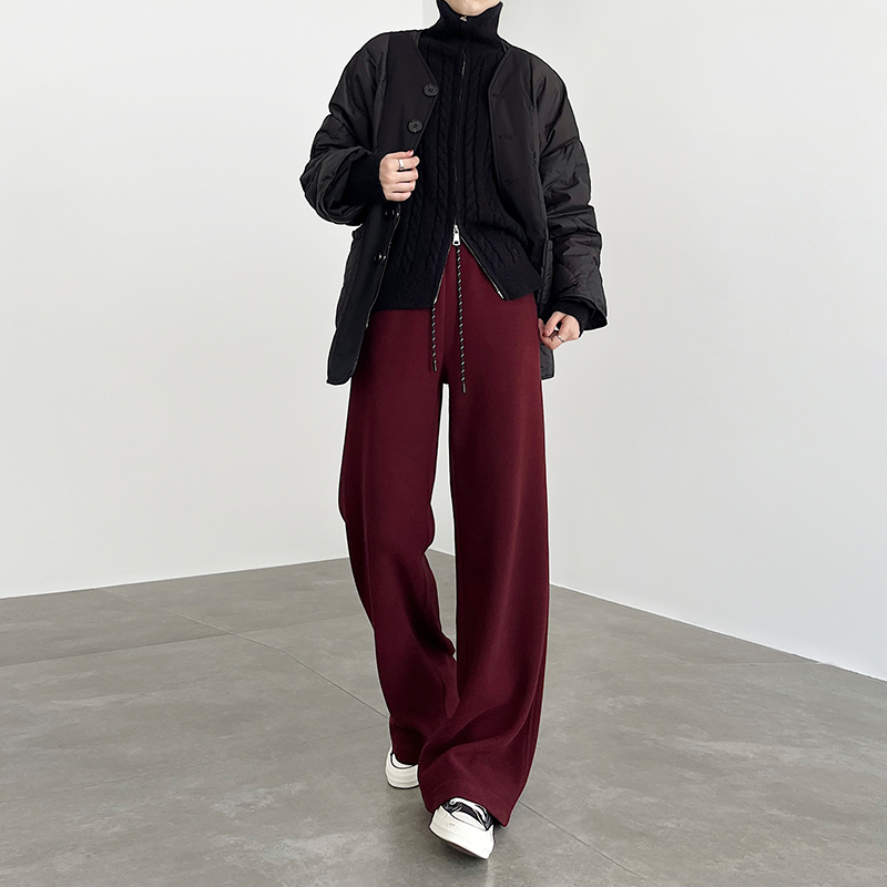 2024冬季新款安哥拉红休闲糯米裤