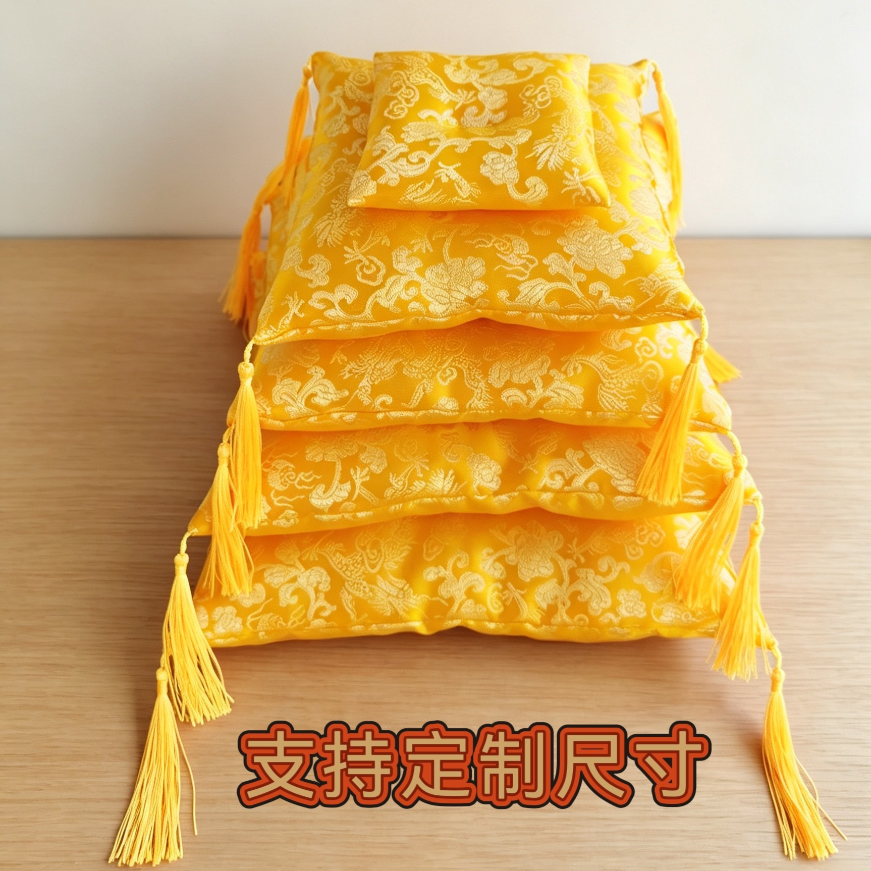 新款招财猫摆件布垫佛像观音财神底座坐垫龙纹黄色垫子可定制