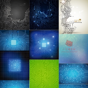 芯片电路板线路纹理数码科技海报画册详情页设计背景素材AI矢量图