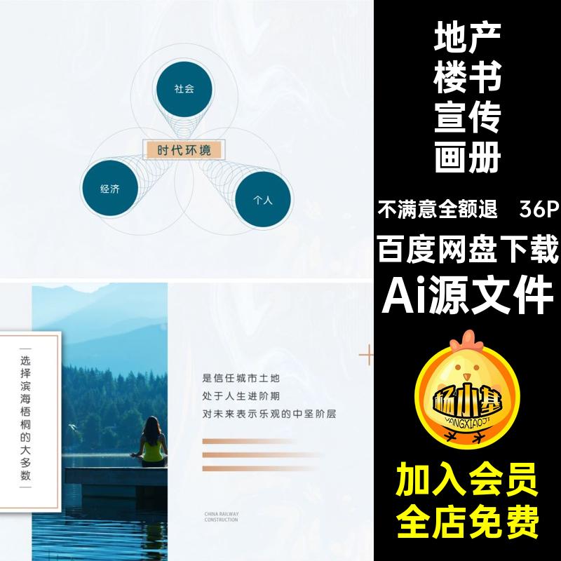 36P楼盘楼书宣传画册排版手册报模板Ai源文件销售内页提房地产