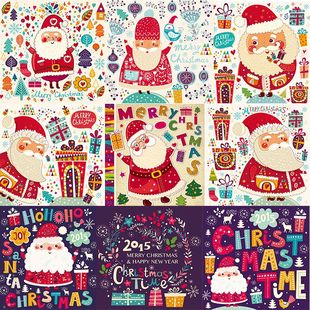 JR22复古可爱卡通手绘圣诞节圣诞老人礼物插画风格 ai矢量设计素材