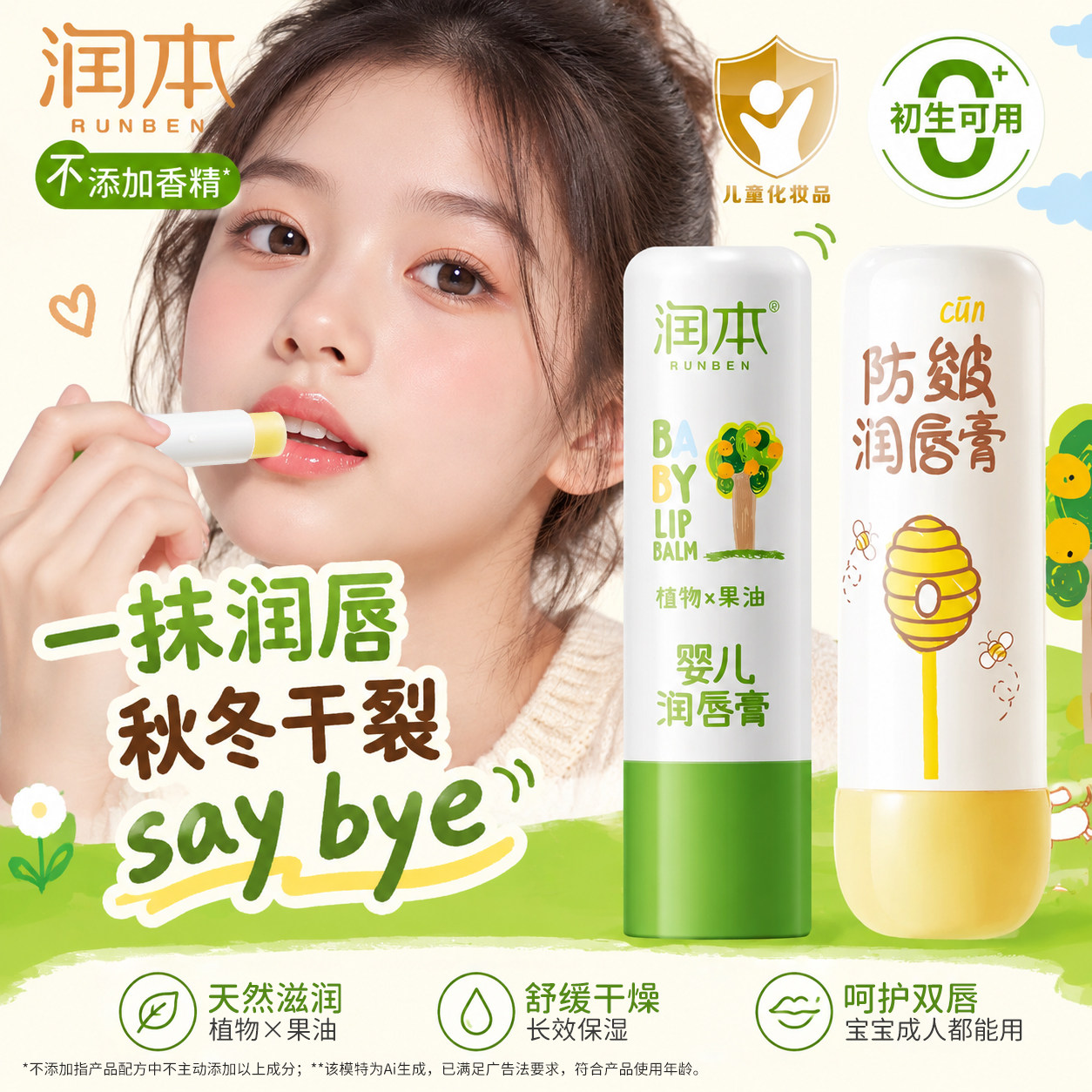 润本4g儿童秋冬滋润唇膏图片