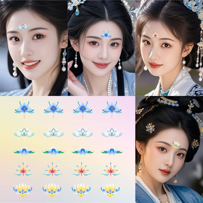 彩绘古风眼尾儿童节日女孩表演眉心额头新款彩色花钿汉服纹身贴,家居饰品,其他贴饰,淘宝优惠券,粉丝福利购,淘宝优惠卷