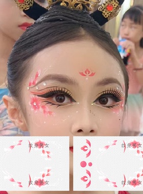 眉心贴儿童额头印花 花钿女童汉服古风眉间纹身贴女化妆贴脸饰品