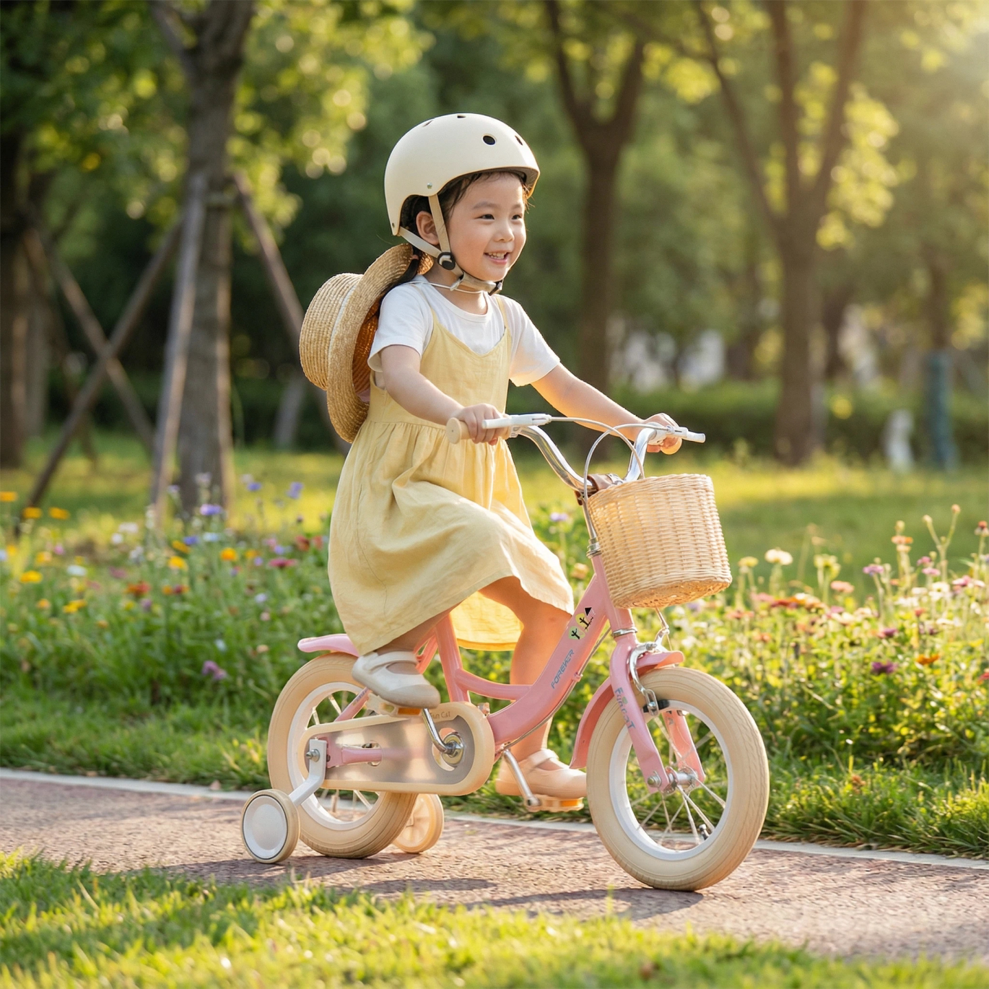 永久儿童自行车女孩2-3-6-8-9岁粉色公主车宝宝12-14-16-18脚踏车