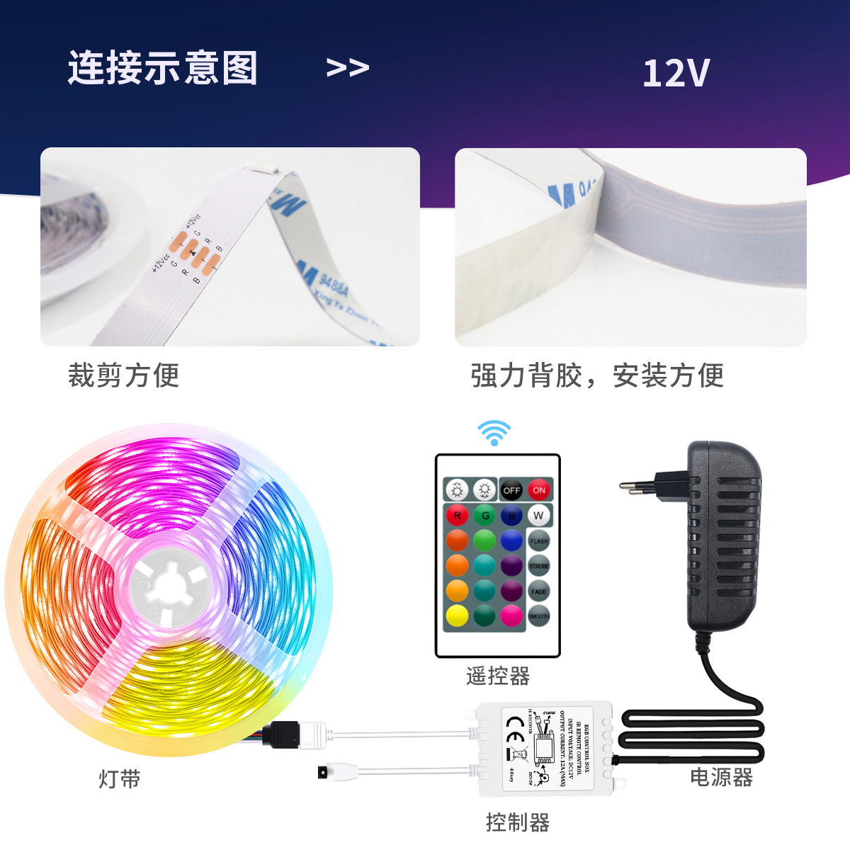 led灯带50RGB套装IR24键