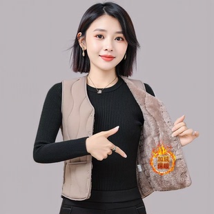 百搭内胆 v领坎肩修身 2025新款 秋冬羽绒棉马甲女加绒保暖背心短款