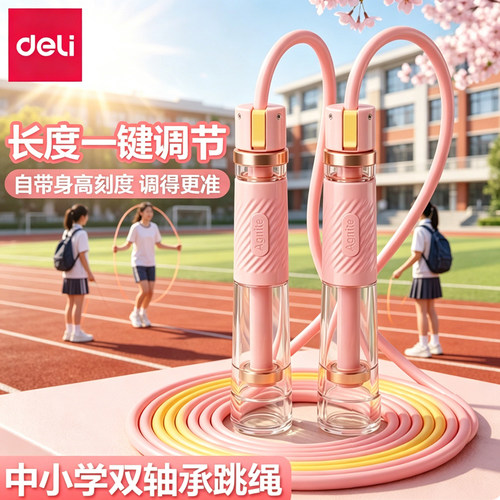 【开学好物】得力双轴承竞速跳绳中小学生通用体育训练提速不绊脚
