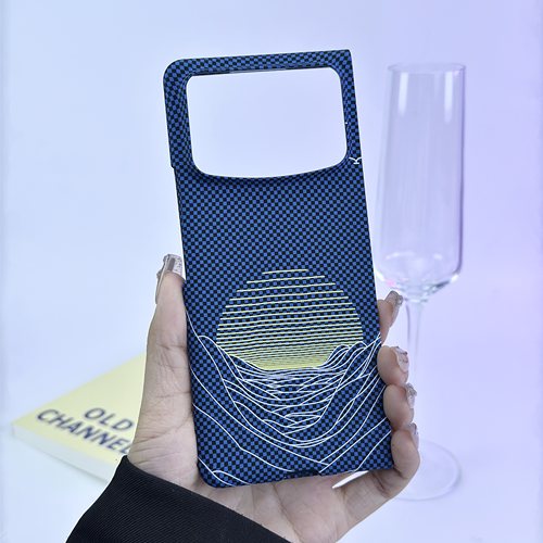 适用小米Mixfold4手机壳新款3折叠凯夫拉纹flip2碳纤维彩绘超薄亲肤手感好全包防摔散热创意高级感海上升明月