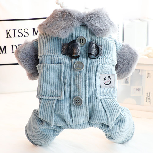 Accope狗狗方口袋灯芯绒四腿棉衣