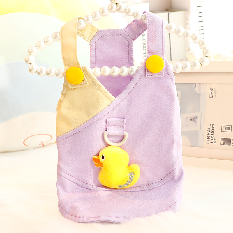 狗狗衣服春夏装猫咪糖果色牛仔吊带裙牵引小型犬泰迪比熊宠物6769