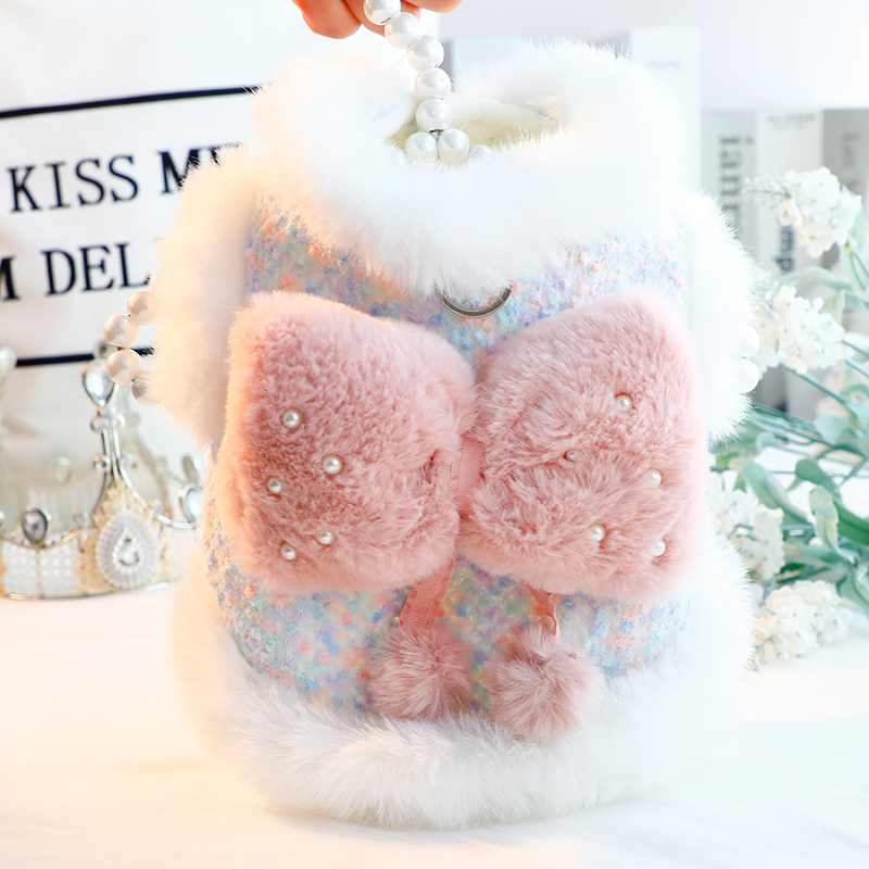 Accope猫咪狗狗炫彩香风毛毛棉衣