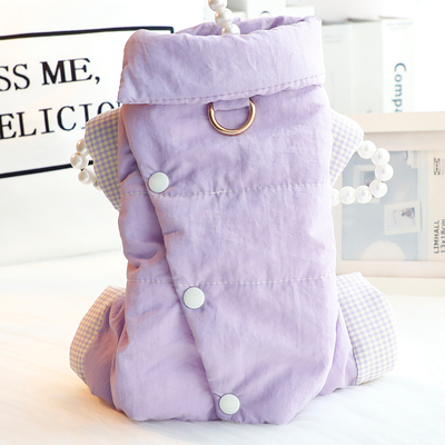 Accope狗狗紫色背开扣四脚棉衣