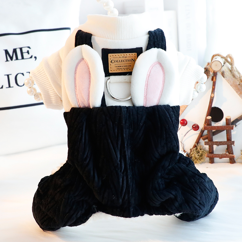 Accope狗狗立体兔耳朵可牵引棉衣