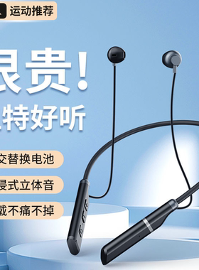 可换双电池蓝牙耳机来电震动挂脖式无线运动半入耳降噪超长续航
