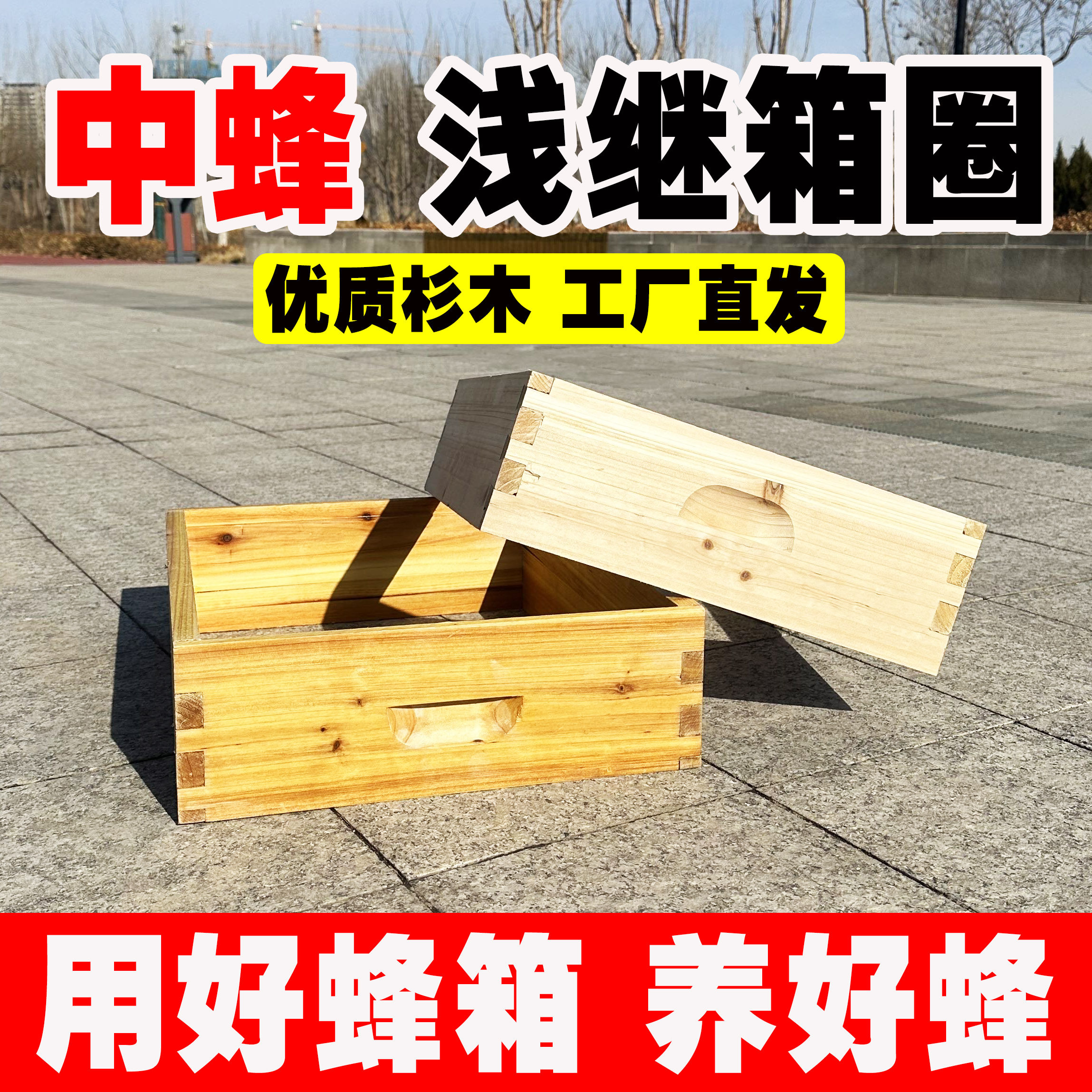中蜂浅继箱套餐意蜂蜜蜂箱13.5高浅继箱成品浅巢框浅隔板订做箱圈