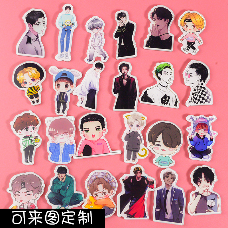 亚克力偶像练习生卡通贴片冰磁贴创意吸铁石可爱徽章 胸章留言贴