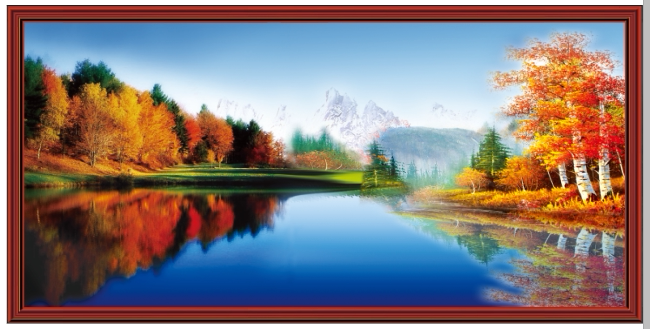 秋天的景色自然风景画海报装饰画贴纸贴画广告画制作新品上市