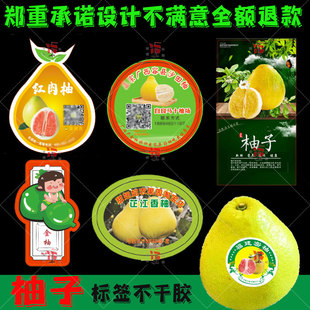 定制沙田柚标签设计梅州红肉蜜柚贴纸福建白肉柚子西瓜拼张不干胶