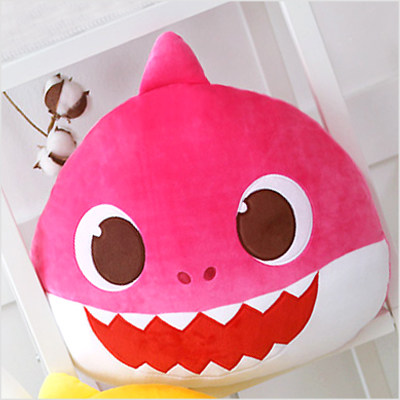 韩国代购进口pinkfong碰碰狐靠枕毛绒玩具公仔大头像靠垫鲨鱼抱枕