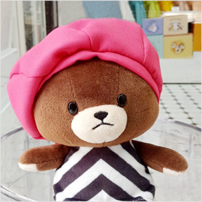 韩国代购bears school粉色帽子jackie读书熊毛绒公仔玩具/熊玩偶