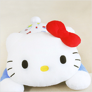 进口Sanrio印花图案Hellokitty趴姿趴趴抱枕毛绒靠垫靠枕 韩国代购