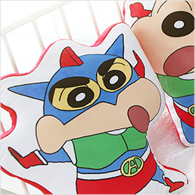 韩国代购进口蜡笔小新超人造型毛绒玩具公仔玩偶靠垫异形抱枕靠枕