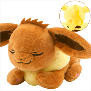 韩国代购进口宝可梦皮卡丘闭眼睡觉趴趴姿伊布公仔毛绒玩偶包挂件