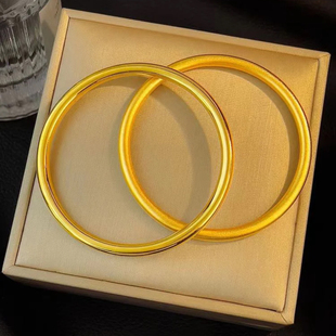 古法金镯子沙金手镯女仿真黄金素圈纯实心越南结婚传承手环不掉色