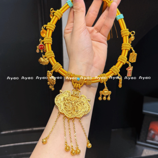 宝宝周岁长命锁项圈挂件吊坠挂绳天子门生项链绳婴儿金锁编绳礼物