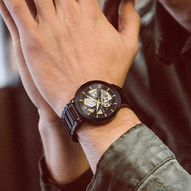 代购bulova宝路华手表男士不锈钢休闲商务镂空自动机械表98a203