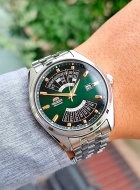 Orient东方手表男表绿色表盘自动机械休闲日韩腕表RA-BA0002E10B