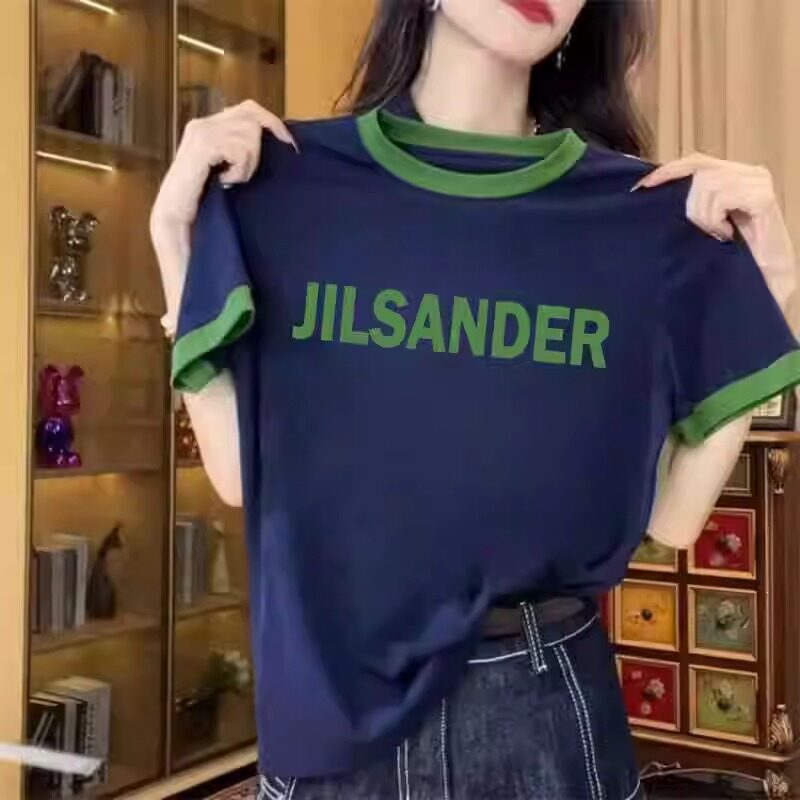 奥特莱斯清仓~外贸撤回捡漏韩版新款女装纯棉撞色拼接印花短袖T恤