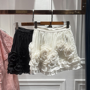 饰高腰设计感蓬蓬半身裙裙裤 南油2026春季 褶褶立体花朵装 女装 新品