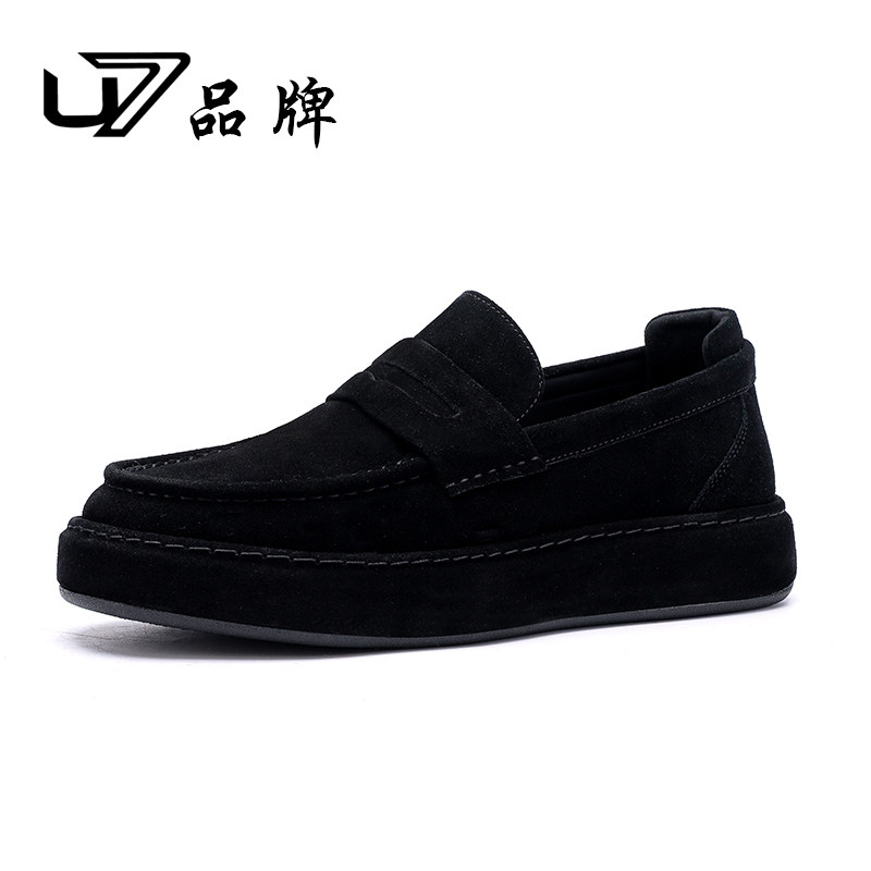 u7休闲皮鞋乐福鞋头层牛皮厚底