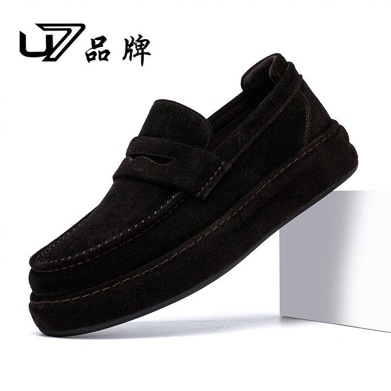 u7休闲乐福鞋头层牛皮商务皮鞋