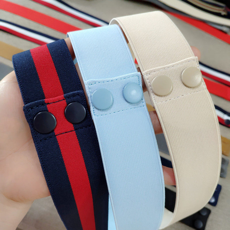 新女糖果色4CM光面百搭配裙浅蓝条纹松紧腰封韩版显瘦牛仔裤皮带