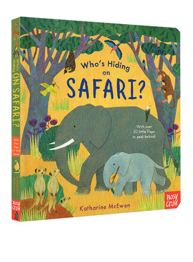 英文原版 National Trust Who's Hiding on Safari 谁躲在队伍里 纸板趣味翻翻书 游猎动物 STEM课外读物儿童启蒙早教认识科普绘本