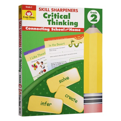 英文原版 Evan-Moor Skill Sharpeners Critical Thinking Grade 2 进口加州教辅 二年级批判性思维 小学生英语课外家庭练习册