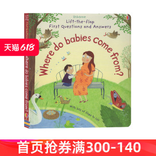 Come 英文原版 纸板翻翻书 你问我答 Usborne From 儿童科普认知绘本 Questions First Answers Babies 宝宝从哪里来 Where and