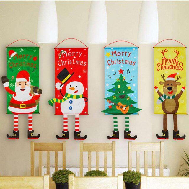 christmas door hanging flag merry christmas decor for home 2